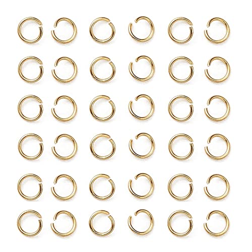 Ornazy Offener Metallring aus Edelstahl, 26 Gauge, goldfarben, 3 x 0,4 mm, runde Biegeringe für Schmuckherstellung, Halsketten, Charms, Verbindungsstücke, 500 Stück Ornazy Offener Metallring aus Edelstahl, 26 Gauge, goldfarben, 3 x 0,4 mm, runde Biegeringe für Schmuckherstellung, Halsketten, Charms, Verbindungsstücke, 500 Stück von Ornazy