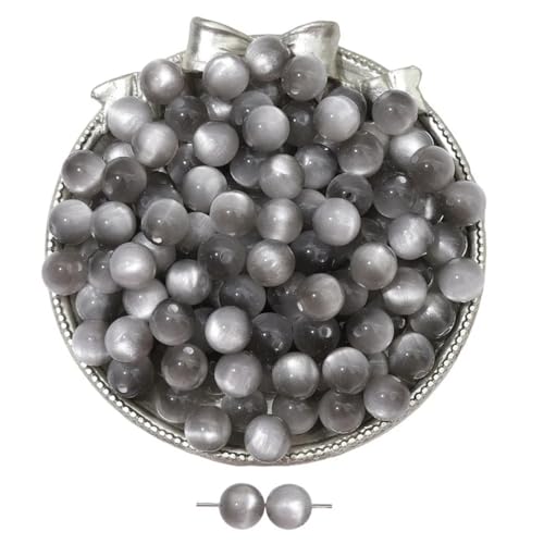 10 Stück 8 mm Katzenaugen-Glasperlen, lose runde Glasperlen, für Schmuckherstellung, Armband, DIY (Grau) von Ornrjfll