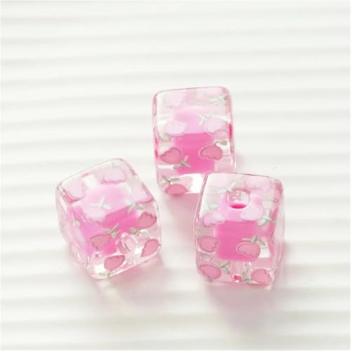 14 mm große Blumenperlen, mittlere quadratische Perlen, lose Perlen und Schnüre, Seile, Handschnur, Zubehör, DIY-Materialien, Fen Hua, 14 mm (5 Stück) von Ornrjfll