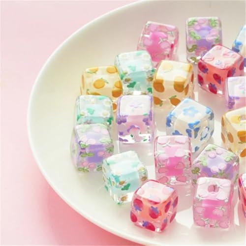 14 mm große Blumenperlen, mittlere quadratische Perlen, lose Perlen und Schnüre, Seile, Handschnur, Zubehör, DIY-Materialmischung, 14 mm (5 Stück) von Ornrjfll