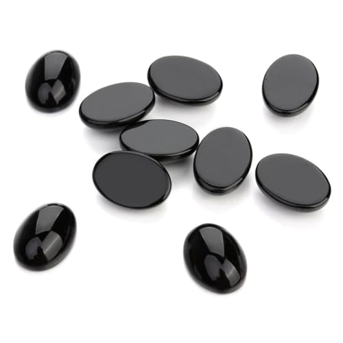 2/5/10 Stück/Packung natürliche ovale Tigerauge-Opal-Achat-Perlen für Schmuckherstellung, DIY-Schmuckzubehör, schwarzer Achat, 13 x 18 mm, 5 Stück von Ornrjfll