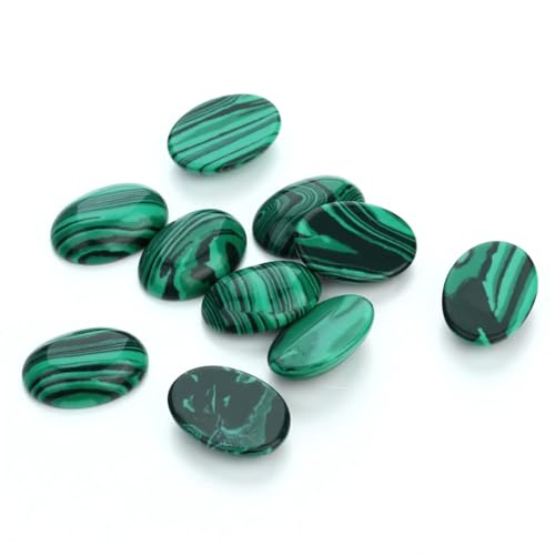 2/5/10 Stück/Packung natürliche ovale Tigerauge-Opal-Achat-Perlen für Schmuckherstellung, Malachit, 13 x 18 mm, 10 Stück von Ornrjfll