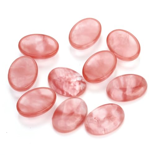 5/10 Stück Cabochon-Perlen, Naturstein, lose Kamee-Perlen, flache Rückseite, ovaler Achat, Tigerauge für DIY, Schmuck, Wassermelone, Rot, 10 x 14 mm, 5 Stück von Ornrjfll