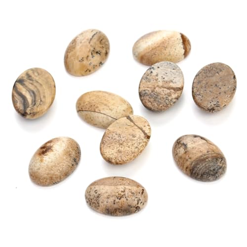 5/10 Stück Naturstein Cabochon-Perlen, lose Kamee-Perlen, flache Rückseite, ovaler Achat, Tigerauge für DIY-Schmuck, Zeichenstein, 10 x 14 mm, 5 Stück von Ornrjfll