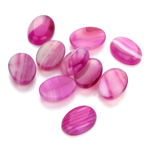 5/10 Stück Naturstein Cabochon Perlen Lose Cameo Perlen Flacher Rücken Oval Achat Tigerauge für DIY Schmuck 2594 10x14mm 10 Stück von Ornrjfll