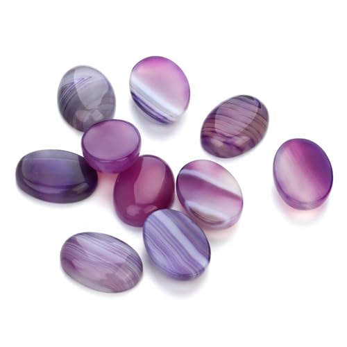 5/10 Stück Naturstein Cabochon Perlen Lose Cameo Perlen Flacher Rücken Oval Achat Tigerauge für DIY Schmuck 2596 10x14mm 10 Stück von Ornrjfll