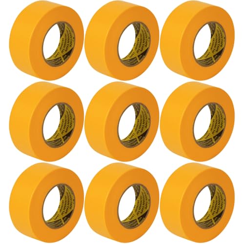 Orrdiffi 9 Rollen Goldband Klebeband,Malerband Abklebeband UV Beständig Wasserdicht Hitzebeständig für Malerarbeiten Renovierungen Lackieren, 30mm x 30m von Orrdiffi