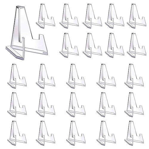 Orssmigs 30Pcs Acryl Kartenständer Münzständer Transparenter Mini Staffeleien Tellerständer Acryl Kunststoff Münzen Aufsteller Ständer für Anzeigen Karten, Medaillen, Bildern, Taschenuhren,32*58*8mm von Orssmigs