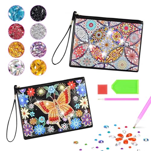 Diamond Painting Kinder, 2 Stücke Diamond Painting Kosmetiktasche Klein Handtasche,Basteln Mädchen 7 8 9 10 11 12 Jahre Geschenk DIY Kreatives Kosmetiktasche Klein Weihnachten Geschenke für Mädchen von Ortviai