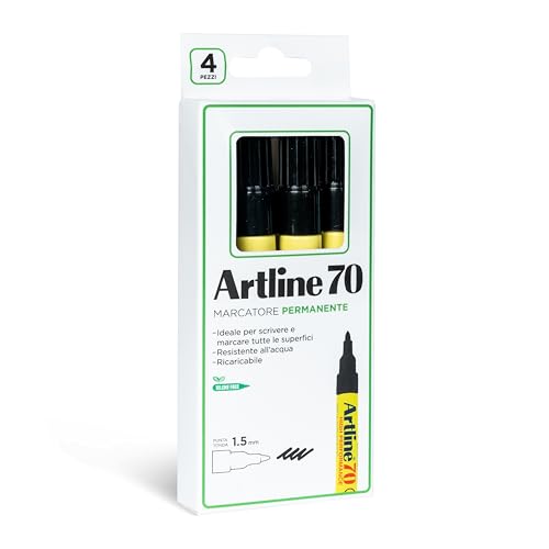 Osama Artline - Permanentmarker Schwarz und andere Farben, mittlere Rundspitze, Packung mit 4 Permanentmarkern auf jeder Oberfläche, permanenter Textilmarker, wasserfest, nachfüllbar Xylenfrei Osama Artline - Permanentmarker Schwarz und andere Farben, mittlere Rundspitze, Packung mit 4 Permanentmarkern auf jeder Oberfläche, permanenter Textilmarker, wasserfest, nachfüllbar Xylenfrei von OSAMA