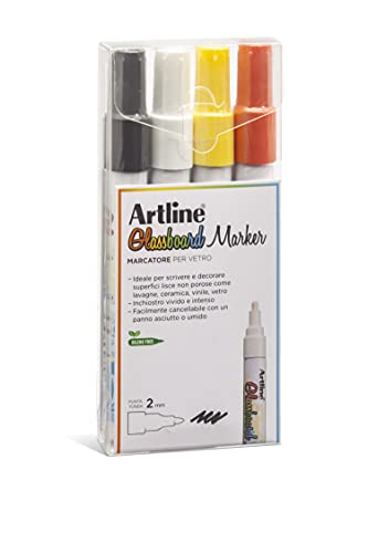 Artline Glassboard, 4 Filzstifte für Glas - Schwarz, Weiß, Gelb und Orange Artline Glassboard, 4 Filzstifte für Glas - Schwarz, Weiß, Gelb und Orange von OSAMA