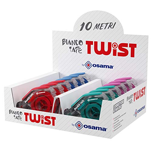OSAMA BIANCOTAPE TWIST, Korrekturroller 10 Meter - 12er Aussteller, farblich sortiert OSAMA BIANCOTAPE TWIST, Korrekturroller 10 Meter - 12er Aussteller, farblich sortiert von OSAMA