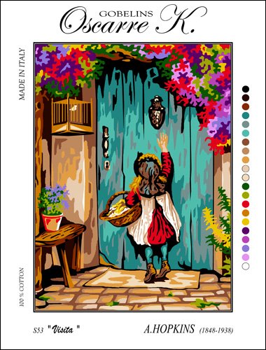 Krainer Gobelin Stickbild Stickpackung Der Besuch halber Kreuzstich 23X30cm. inkl. Sticktwist cod K53 von Oscarre K. gobelins