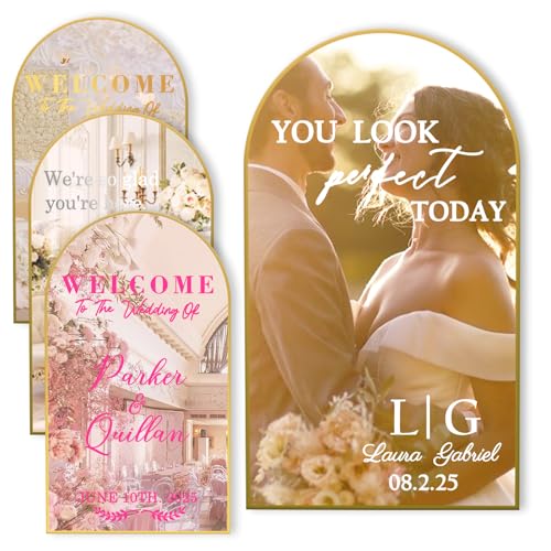 Personalisierter Hochzeitsspiegel-Aufkleber, DIY, personalisierte Namen von Braut und Bräutigam, Vinyl-Aufkleber für Spiegel, Glas, Fenster, Hochzeitsdekoration, Wand, Empfangsschild, Party von Oscolewis