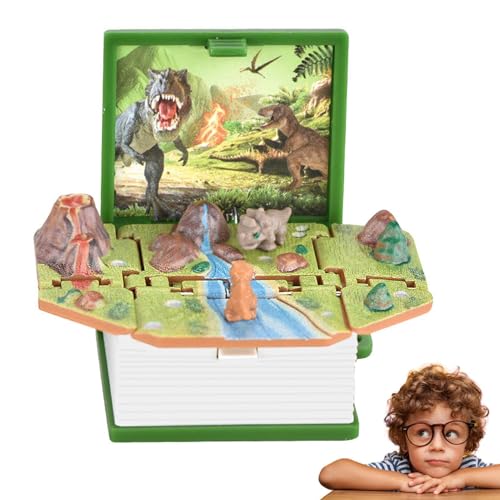 Oseczmut Dinosaurier Schlüsselanhänger für Rucksack - Faltbar Buch Schlüsselanhänger Dinosaurier Spielzeug | Dinosaur World Scene Sensory Toys Rucksack Schlüsselanhänger Spielzeug für, Dinosauriergrün von Oseczmut