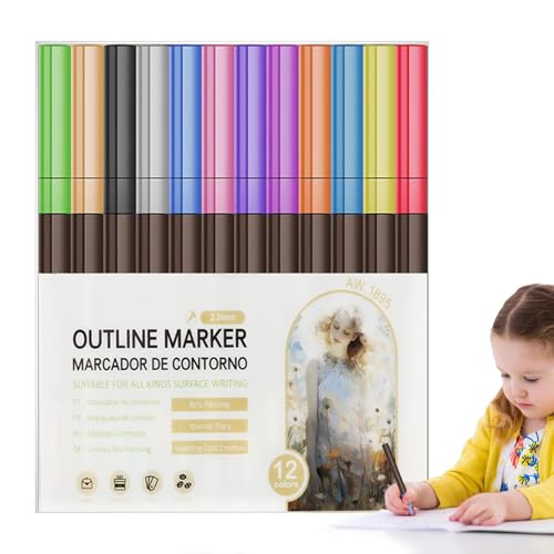 Oseczmut Konturmarker, Doppellinien-Konturmarker, Doppellinien-Gel-Stifte-Set, selbstkonturenmarker für Doodle-Zeichnungen, Scrapbooking Oseczmut Konturmarker, Doppellinien-Konturmarker, Doppellinien-Gel-Stifte-Set, selbstkonturenmarker für Doodle-Zeichnungen, Scrapbooking von Oseczmut