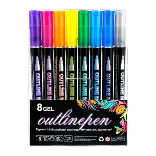 Oseczmut Konturmarker, Duals Lines | Graffiti-Stift bunt 8 Farben | Farbige Textmarker Graffiti, schimmernde Marker für Kinder Oseczmut Konturmarker, Duals Lines | Graffiti-Stift bunt 8 Farben | Farbige Textmarker Graffiti, schimmernde Marker für Kinder von Oseczmut