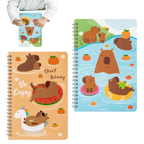 Oseczmut Schulhefte mit Spiralbindung | A5 Notizbuch Mit Drahtspiralbindung Für Unterwegs,2 Stück süße Schreibwaren mit Capybara-Motiv, Tagebuch und Planer für Skizzieren, Meetings, Notizen und Oseczmut Schulhefte mit Spiralbindung | A5 Notizbuch Mit Drahtspiralbindung Für Unterwegs,2 Stück süße Schreibwaren mit Capybara-Motiv, Tagebuch und Planer für Skizzieren, Meetings, Notizen und von Oseczmut