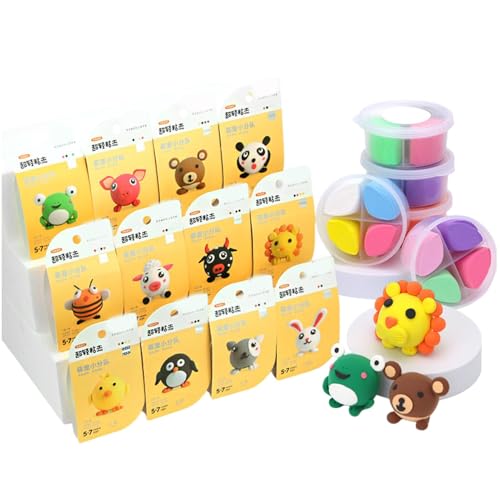 Oseczmut Ton-Set, Modelliermasse – Modellierset mit Tiermotiven/Desserts/Dinosauriern für leichtes kreatives Kunsthandwerk, Modellierspielzeug für 12 Stück Oseczmut Ton-Set, Modelliermasse – Modellierset mit Tiermotiven/Desserts/Dinosauriern für leichtes kreatives Kunsthandwerk, Modellierspielzeug für 12 Stück von Oseczmut