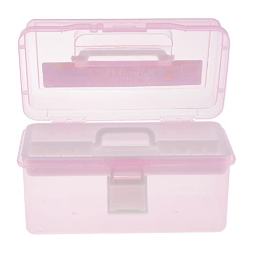 2 Lagige Kunststoffbox Aufbewahrungskoffer Organizer Container Gaine Pink für Kosmetika von Oshhni