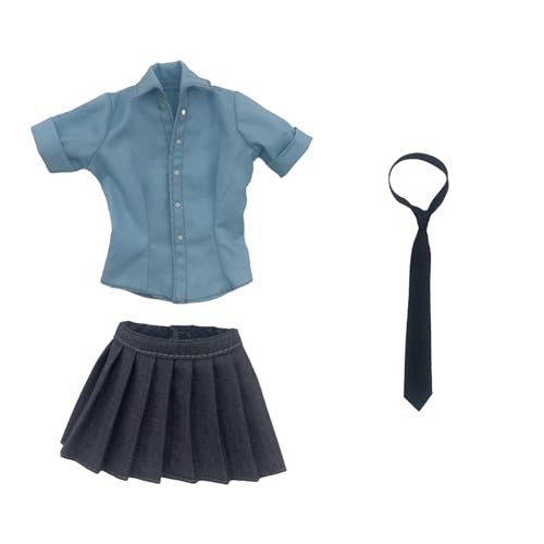Oshhni 1/6 Maßstab weibliches Hemd Action-Figuren Rock Kleidung Puppe Krawatte für Party Favors Supplies, Blau von Oshhni