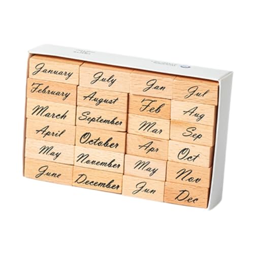 Oshhni 1 Box mit Holzstempeln, dekorative Holzstempel, Gummistempel zum Zeichnen, Scrapbooking, Monat Oshhni 1 Box mit Holzstempeln, dekorative Holzstempel, Gummistempel zum Zeichnen, Scrapbooking, Monat von Oshhni