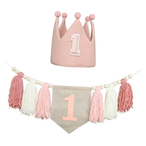Oshhni 1. Geburtstag Hochstuhl Banner, erste Geburtstagsfeierdekoration, Holzperle Quasten für Partyzimmer Dekor Jungen Mädchen Geschenk, Rosa Oshhni 1. Geburtstag Hochstuhl Banner, erste Geburtstagsfeierdekoration, Holzperle Quasten für Partyzimmer Dekor Jungen Mädchen Geschenk, Rosa von Oshhni