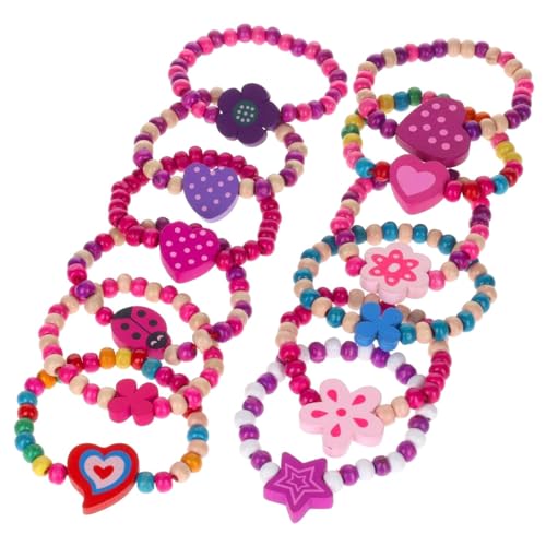 Oshhni 12 Stück Kinder Mädchen Prinzessin Armbänder Holzperlen Anhänger Geburtstagsgeschenk für Mädchen Kinder Partytütenfüller von Oshhni
