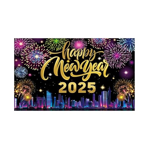 Oshhni 2025 Neue Jahr Hintergrund Hängen Banner Polyester Urlaub Hängen Ornament Party Dekoration, Style B von Oshhni