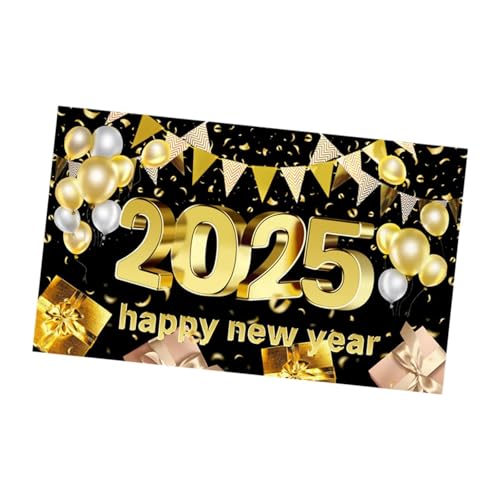 Oshhni 2025 Neue Jahr Hintergrund Hängen Banner Polyester Urlaub Hängen Ornament Party Dekoration, Style D von Oshhni