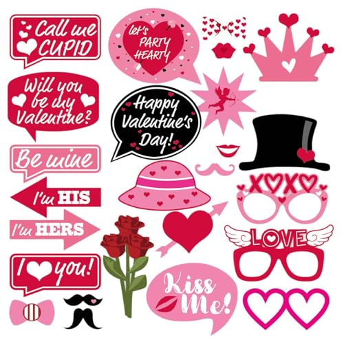 Oshhni 25 Teile/Satz Valentinstag Foto Requisiten Happy Valentines Day Photobooth Zubehör für Spiele, Abschlussball, Verlobung, Brautparty Oshhni 25 Teile/Satz Valentinstag Foto Requisiten Happy Valentines Day Photobooth Zubehör für Spiele, Abschlussball, Verlobung, Brautparty von Oshhni