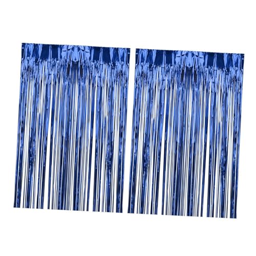 Oshhni 2X Glänzende Folie Fransen Vorhänge Streamer Hintergrund Vorhänge Folie Fransen Glitter Vorhänge, Blau von Oshhni