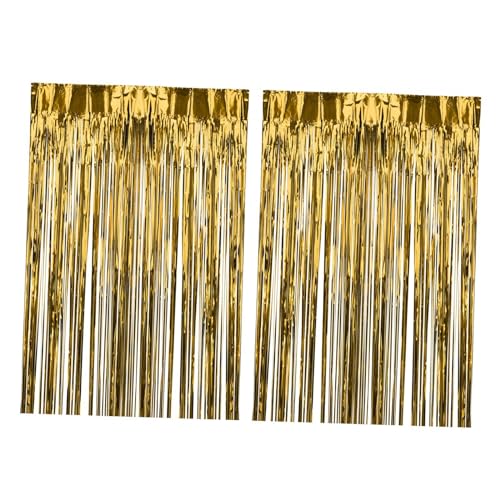 Oshhni 2X Glänzende Folie Fransen Vorhänge Streamer Hintergrund Vorhänge Folie Fransen Glitter Vorhänge, Gold von Oshhni