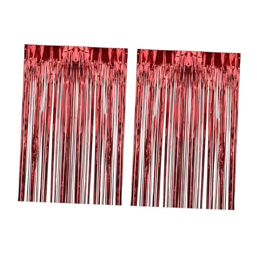 Oshhni 2X Glänzende Folie Fransen Vorhänge Streamer Hintergrund Vorhänge Folie Fransen Glitter Vorhänge, Rot von Oshhni