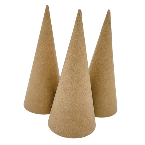 Oshhni 3 Stück Pappmaché-Kegel, Weihnachtsbaum-Dekoration, fantasievoll und vielseitig zum Basteln, Pappkegel für Halloween-Dekorationen, 15cm Oshhni 3 Stück Pappmaché-Kegel, Weihnachtsbaum-Dekoration, fantasievoll und vielseitig zum Basteln, Pappkegel für Halloween-Dekorationen, 15cm von Oshhni