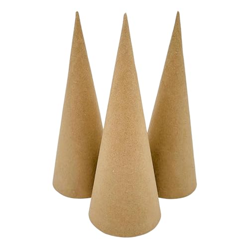 Oshhni 3 Stück Pappmaché-Kegel, Weihnachtsbaum-Dekoration, fantasievoll und vielseitig zum Basteln, Pappkegel für Halloween-Dekorationen, 25cm Oshhni 3 Stück Pappmaché-Kegel, Weihnachtsbaum-Dekoration, fantasievoll und vielseitig zum Basteln, Pappkegel für Halloween-Dekorationen, 25cm von Oshhni