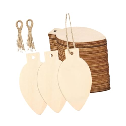 Oshhni 50 Stück unlackierte Holzschilder zum Aufhängen, Weihnachtsschmuck aus Holz, blank, Ornament-Holzscheiben für die Weihnachtsbaumdekoration von Kindern von Oshhni