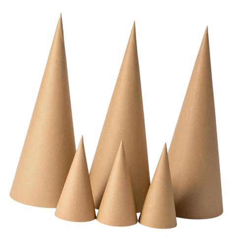 Oshhni 6X Pappmaché-Kegel, unten offen, fantasievoller DIY-Christbaumschmuck zum Basteln, Bemalen, Verzieren von Partyhüten, 15 cm 35 cm Oshhni 6X Pappmaché-Kegel, unten offen, fantasievoller DIY-Christbaumschmuck zum Basteln, Bemalen, Verzieren von Partyhüten, 15 cm 35 cm von Oshhni