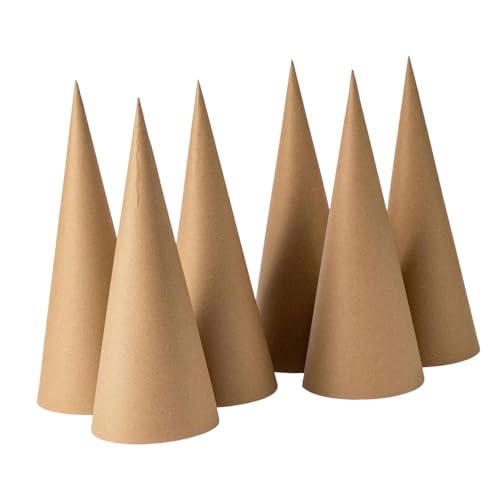 Oshhni 6X Pappmaché-Kegel, unten offen, fantasievoller DIY-Christbaumschmuck zum Basteln, Bemalen, Verzieren von Partyhüten, 25cm Oshhni 6X Pappmaché-Kegel, unten offen, fantasievoller DIY-Christbaumschmuck zum Basteln, Bemalen, Verzieren von Partyhüten, 25cm von Oshhni