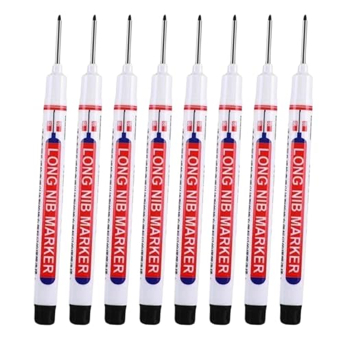Oshhni 8 Stück Tieflochmarker Zimmermannsstift Permanentmarker Anreißwerkzeug mit Langer 20mm Spitze für Tiefe Löcher für Holz Fliesen Und Stahl, 8-teiliges Schwarz Oshhni 8 Stück Tieflochmarker Zimmermannsstift Permanentmarker Anreißwerkzeug mit Langer 20mm Spitze für Tiefe Löcher für Holz Fliesen Und Stahl, 8-teiliges Schwarz von Oshhni