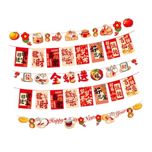 Oshhni Banner-Dekoration zum chinesischen Neujahr, chinesischer Schriftzeichen, Neujahrsgirlande, Frühlingsfest-Dekoration für Feierlichkeiten, Style A von Oshhni