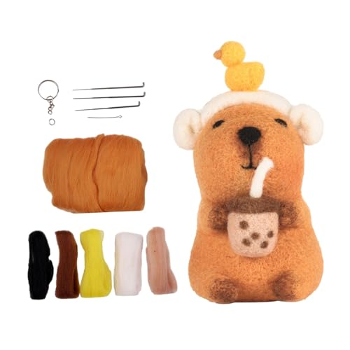 Oshhni Capybara Stofftier, Filzzubehör, handgefertigtes Projekt, Kunsthandwerk, DIY-Wollfilz-Material-Set, Nadelfilzen für Kinder, B von Oshhni