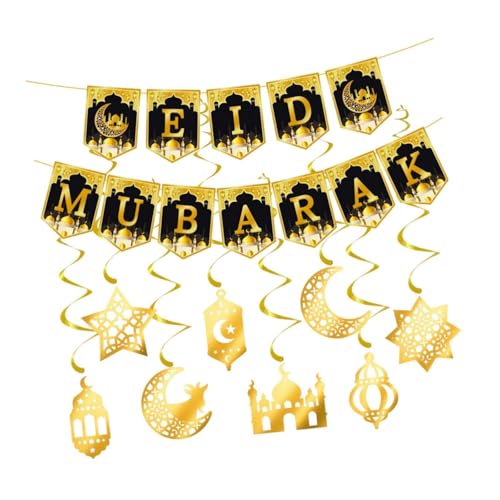 Oshhni Eid Mubarak Banner Hängende Wirbel Garland Ramadan Dekorationen für Partyzubehör von Oshhni