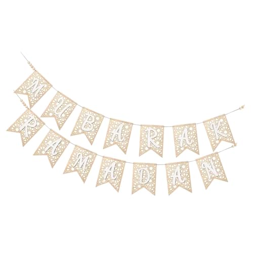 Oshhni Holz Ramadan Banner Dekor Ramadan Hanging Ornamente Eid Mubarak glückliche Geschenke für Veranstaltungen, Weiß von Oshhni