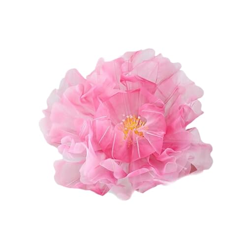 Oshhni Künstlicher Blumenkopf Garnblume Kunstblumenkopf Und Blumenverzierung Aus Weichem Netzstoff für Romantische Bastelarbeiten für Heimdekoration Und, Rosenrot von Oshhni