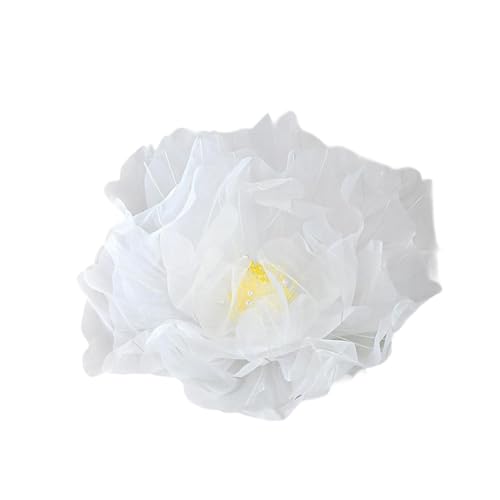 Oshhni Künstlicher Blumenkopf Garnblume Kunstblumenkopf Und Blumenverzierung Aus Weichem Netzstoff für Romantische Bastelarbeiten für Heimdekoration Und, Weiß von Oshhni