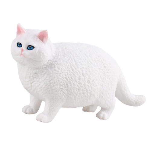 Oshhni Lebensechte Katzenfigur Modellspielzeug Feine Verarbeitung Tischdekoration Desktop-Ornament für Partygeschenke Garten 4,57 x 1,89 x 2,60 Zoll, Weiß von Oshhni