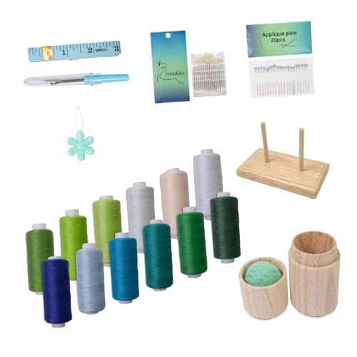 Oshhni Nähgarn-Set, Maßband, bunt, Nadelkissen, Nadeleinfädler für Nähmaschine, DIY, Quilten, Stickerei, Zuhause, Set B von Oshhni