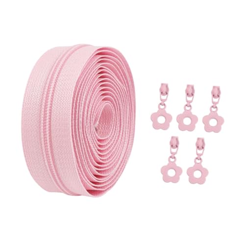 Oshhni Nylon-Spulenreißverschlüsse, Nähreißverschlüsse, mit 5 Ersatzschiebern, Reißverschlusskette für Damen und Herren, Rosa von Oshhni