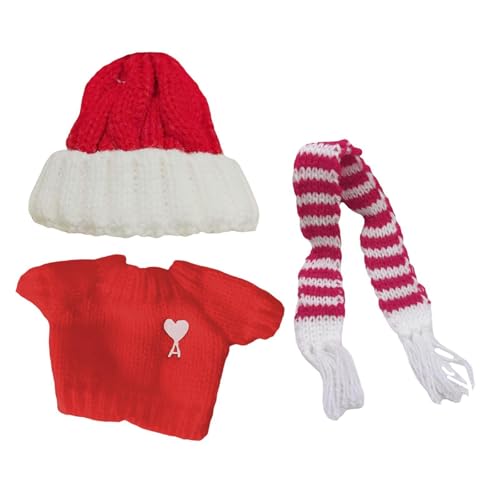 Oshhni Puppe Pullover Kleidung Set Mädchen Puppe Kleidung Schal Hut Puppe Outifts Schal Zubehör, Pullover mit Herz von Oshhni